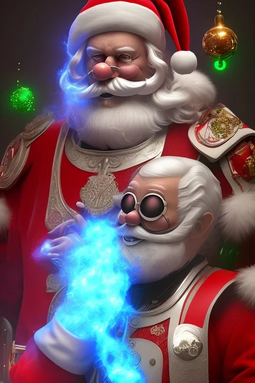 All Black Santa, ghost, wearing green mask, white smoke, red, rage, high definition, ultra 8 k, volumetric lighting, blue fire, rain