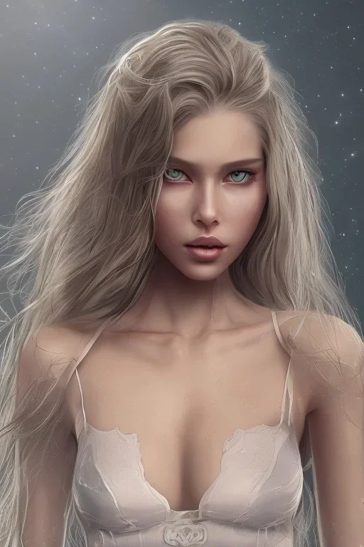 Scarlett Leithold full body with long blonde hair ultra detailed face art cinematic and blue and red sky