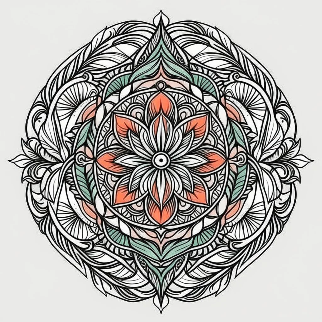 logo in a style of Mandala. Round. The logo depicts a mystical botanical motive. Thin lines. Ornament.