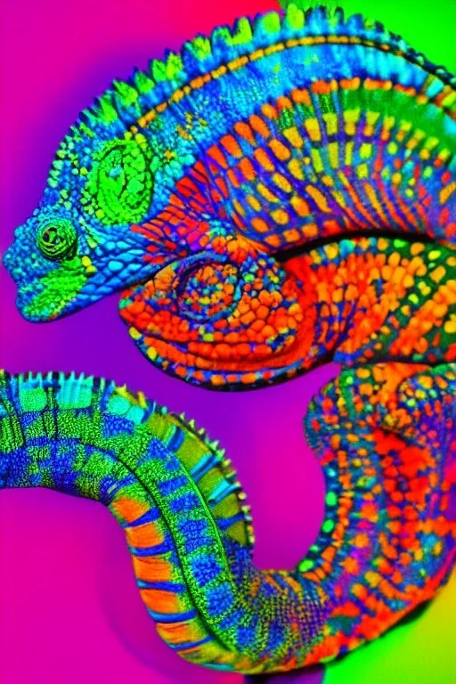 neon color chameleon psychedelic