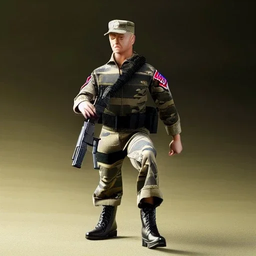 G.i. Joe toy camouflage doll Donald Trump face with boots full body in package high resolution 2019 detail