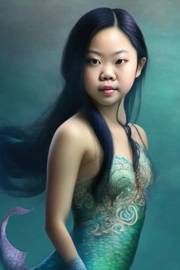 asian girl dressed like a mermaid full body