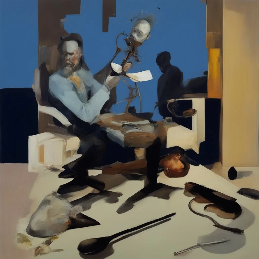 human body, universe-like mirror, complex surgical instruments mixed with human body-like dentist instruments,minimalism,Painting By Adrian Ghenie, Rene Magritte, Salvador Dali, Lucian Freud