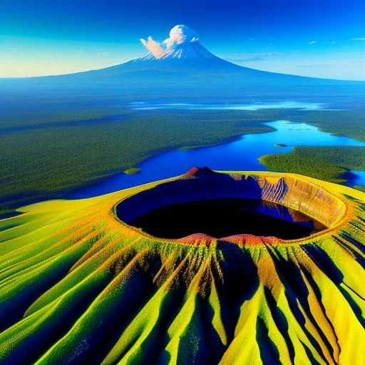 Volcanoes National Park, Rwanda,aerial view,extremely detailed digital painting, high resolution,8k, realistic, beautiful, volumetric lighting, mystical colors ,perfectly centered image, perfect composition, rim light, beautiful lighting,masterpiece, stunning scene, raytracing, anatomically correct, in the style Van Gogh and robert e howard and Ken Kelley and Ohrai Noriyoshi and Simon Bisley and tomzj1.