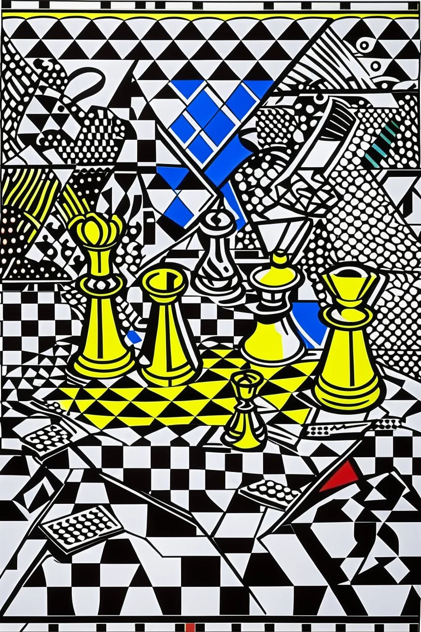 5d chess in the style of roy lichtenstein