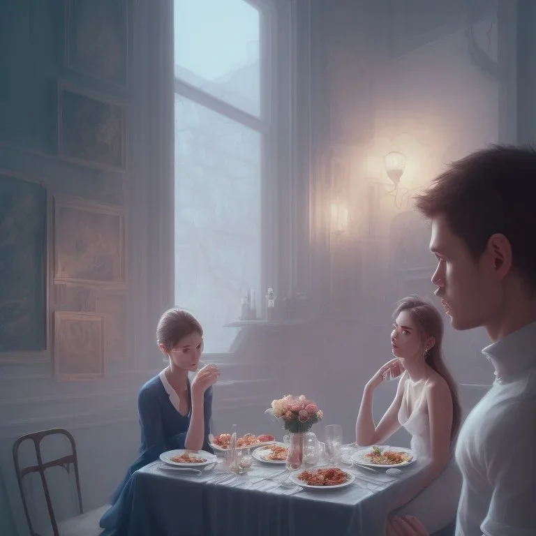 a dinner date with the girl next door, slice of life, modern, realistic,!! looking at the camera!!, solo, first person pov, enjoying life!!! elegant, highly detailed, digital painting, artstation, concept art, matte, sharp focus, illustration, art by Malika Agueznay, WLOP.