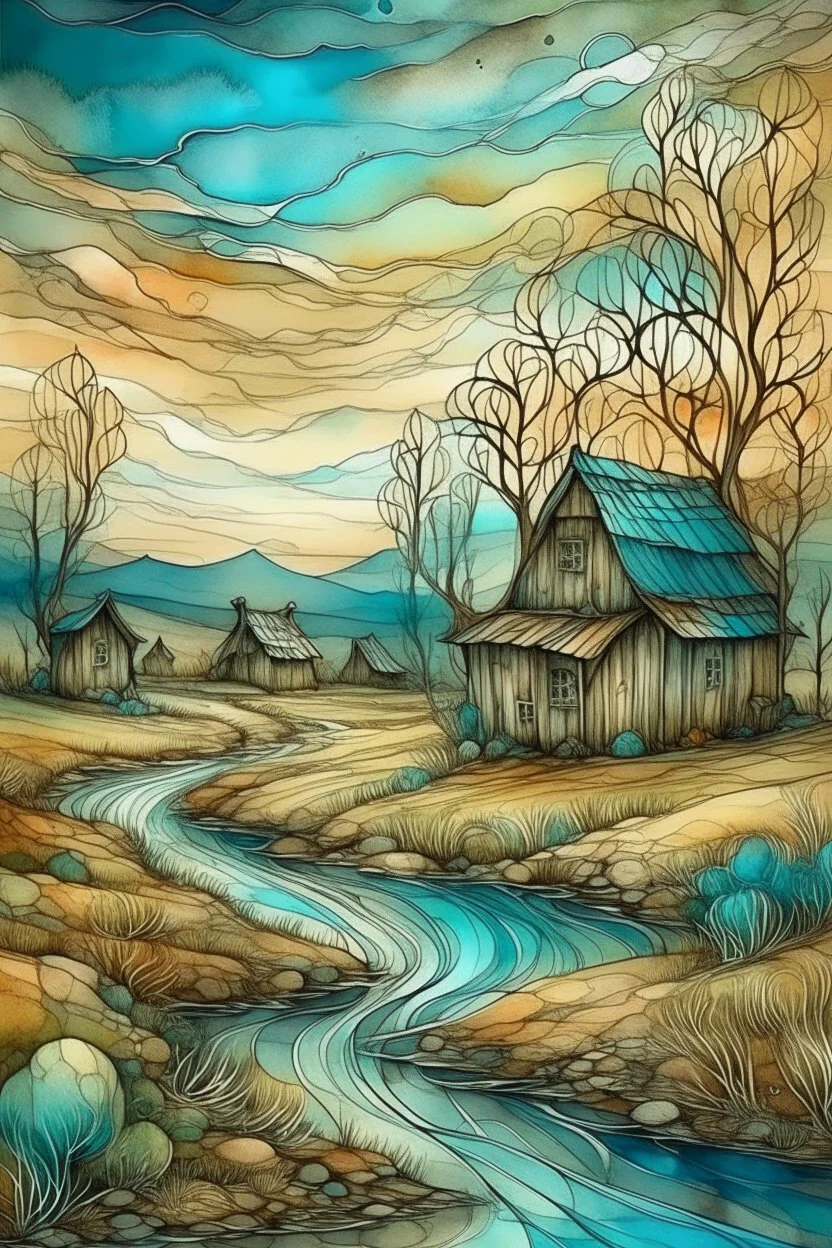 The place where the Dream and its followers live. Watercolor, fine drawing, beautiful van gogh composition, pixel graphics, lots of details, pastel aqua colors, delicate sensuality, realistic, high quality, work of art, hyperdetalization, professional, filigree, hazy haze, hyperrealism, professional, transparent, delicate pastel tones, back lighting, contrast, fantastic, nature+space, Milky Way, fabulous, unreal, translucent, glowing