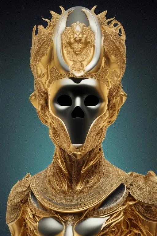 black male African Egyptian alien, cracks in the voodoo head, wicked, eyes, crown, Elephant, 8k, finely detailed, photo realistic, tiger turquoise skull head gold dragon space alien snow skeleton gold teeth silver crown silver space face mask