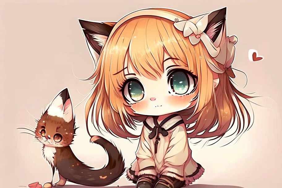 cute chibi girl as a cat