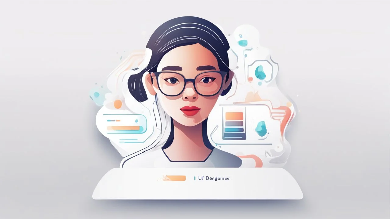 illustaration women ui ux designer with white background