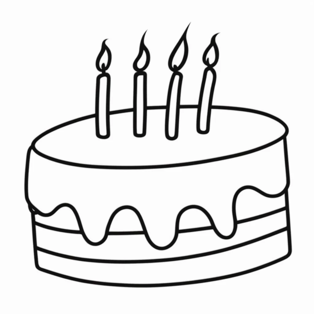 birthday cake, line drawing