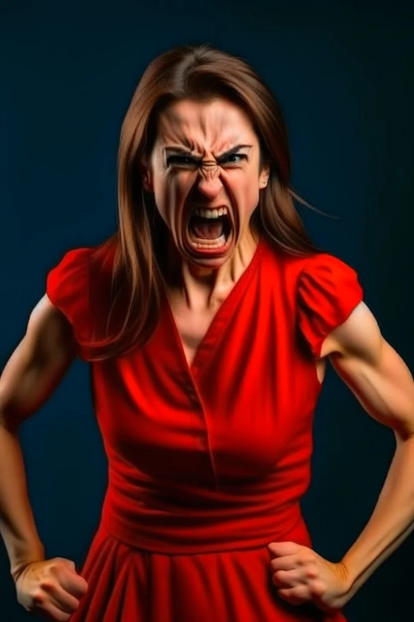 sex woman in red dress she is angry goin...