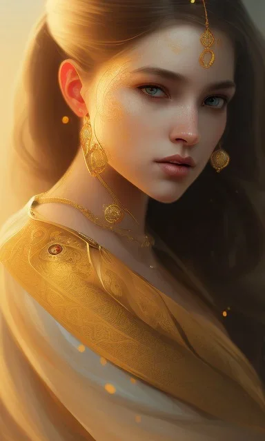 Arab princess , cute, beautiful, long hair, wavy hair, black eyes, head and shoulders portrait, cinematic, realistic, 8k, resolution concept art portrait by Greg Rutkowski, Artgerm, WLOP, Alphonse Mucha dynamic lighting hyperdetailed intricately detailed