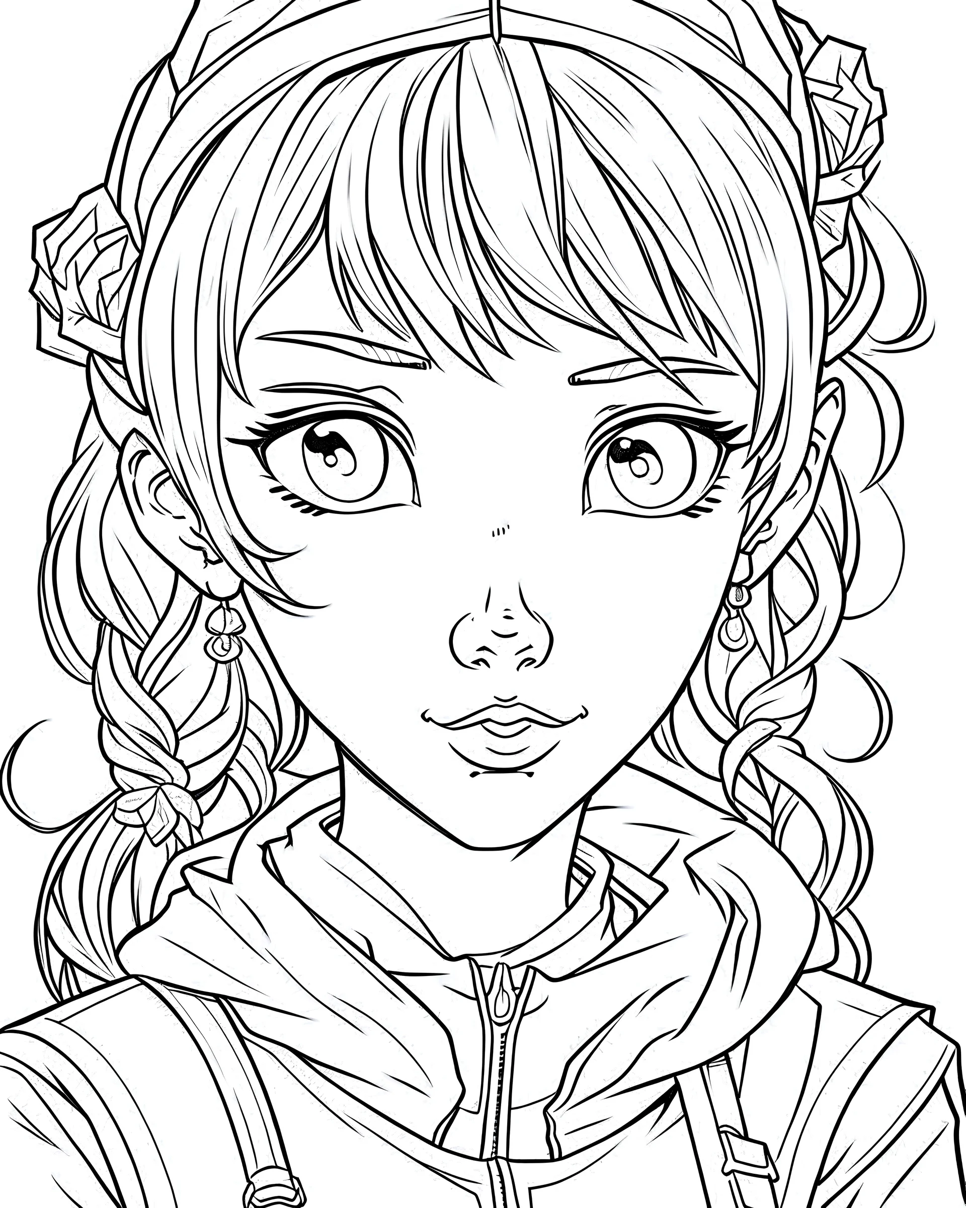 outline art for real Frozen Character To Color coloring page, Japanese manga style, cartoon style, cute face, white background sketch style, full body is a must, only use outline, clean line art, no shadow, bold outline