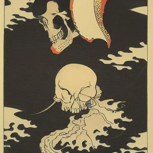 Knive in Skull by Hokusai