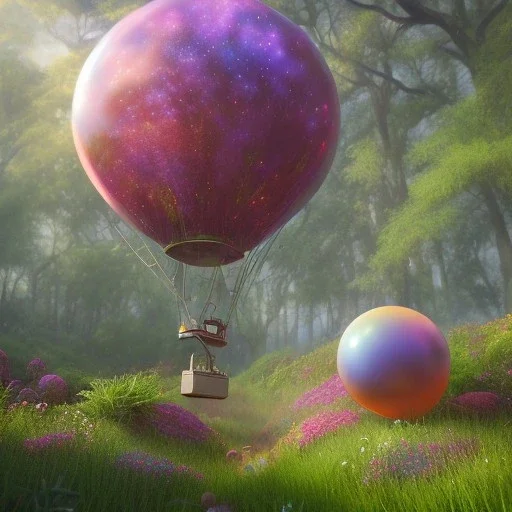 pixar style, 3d, volumetric summer garden environment and background, realistic painting of baloon, looking excited, volumetric lighting, dramatic lighting, detailed digital painting, extreme dense and fine fur, anime, ornate, colour-washed colors, elegant, small minutiae, tiny features, particulars, centered, smooth, sharp focus, renderman gofur render, 8k, uhd, detailed eyes, realistic shaded volumetric lighting, sunlight caustics, backlight, centered camera view