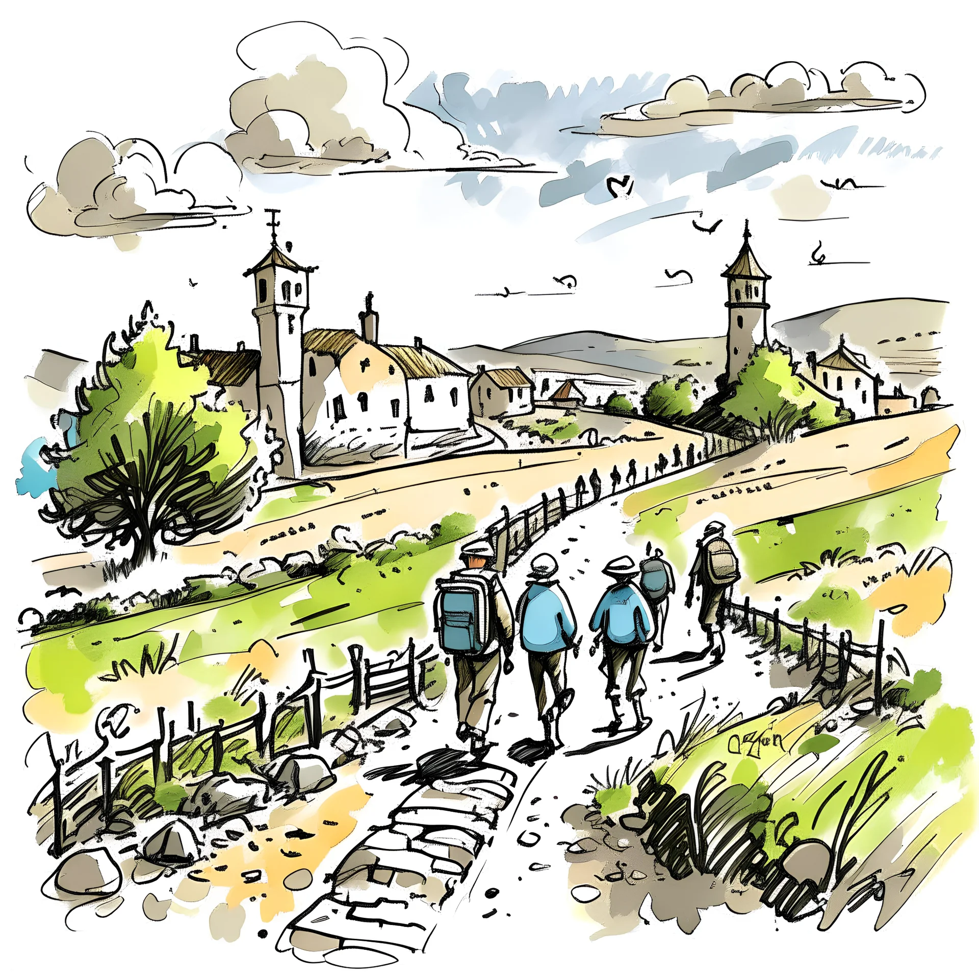 sketch of camino de santiago