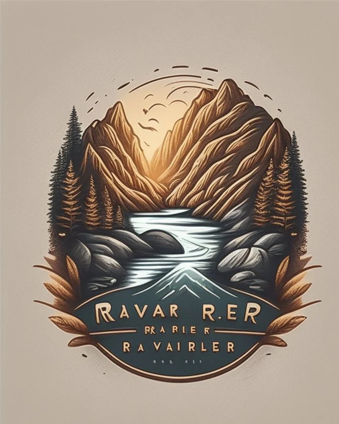 River and mountains logo design