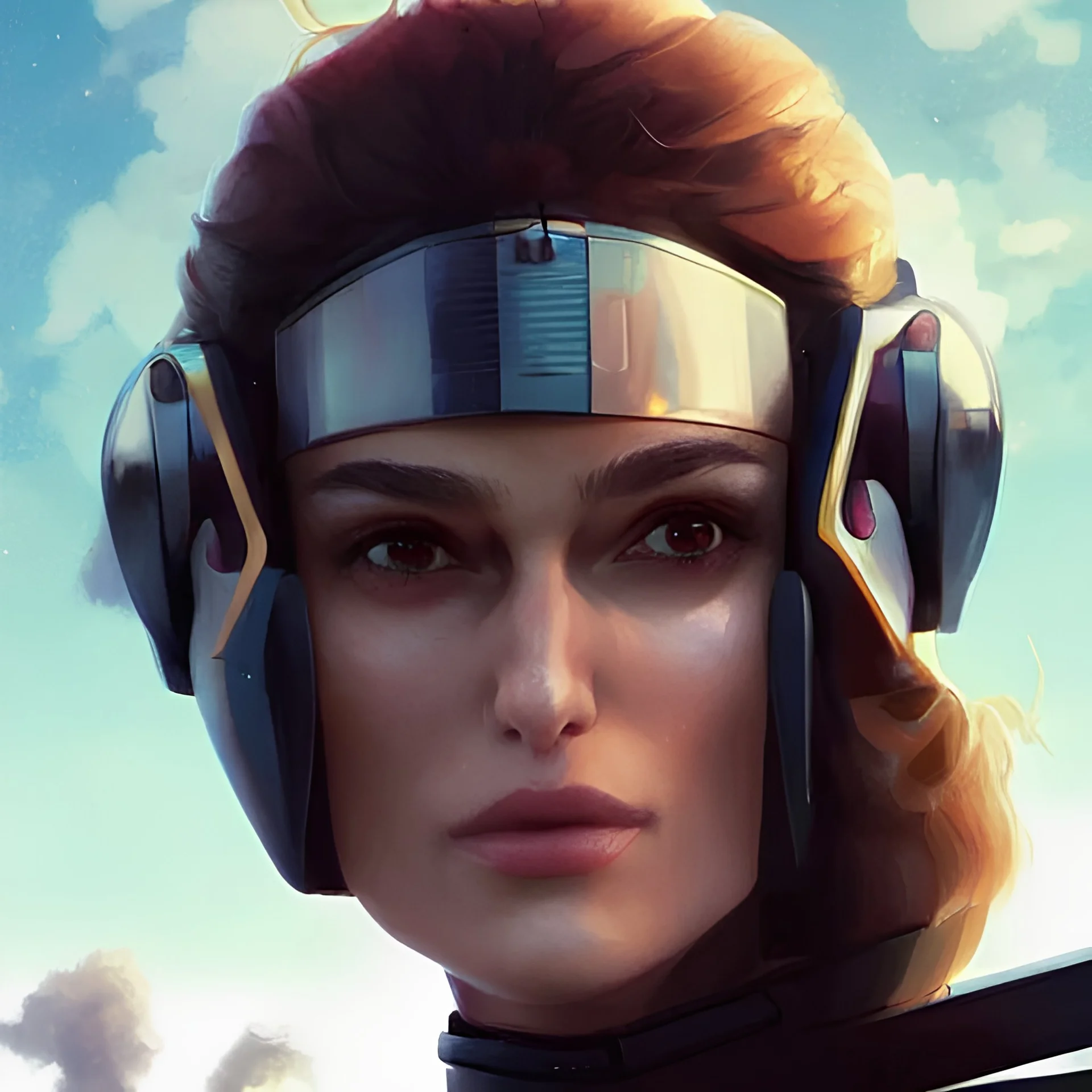 portrait keira knightley as mecha pilot, anime digital art, digital painting, beautiful eyes!, pretty face!!, symmetry, concept art, sharp focus, illustration, art by artgerm! greg rutkowski magali villeneuve wlop! ilya kuvshinov!!, octane render