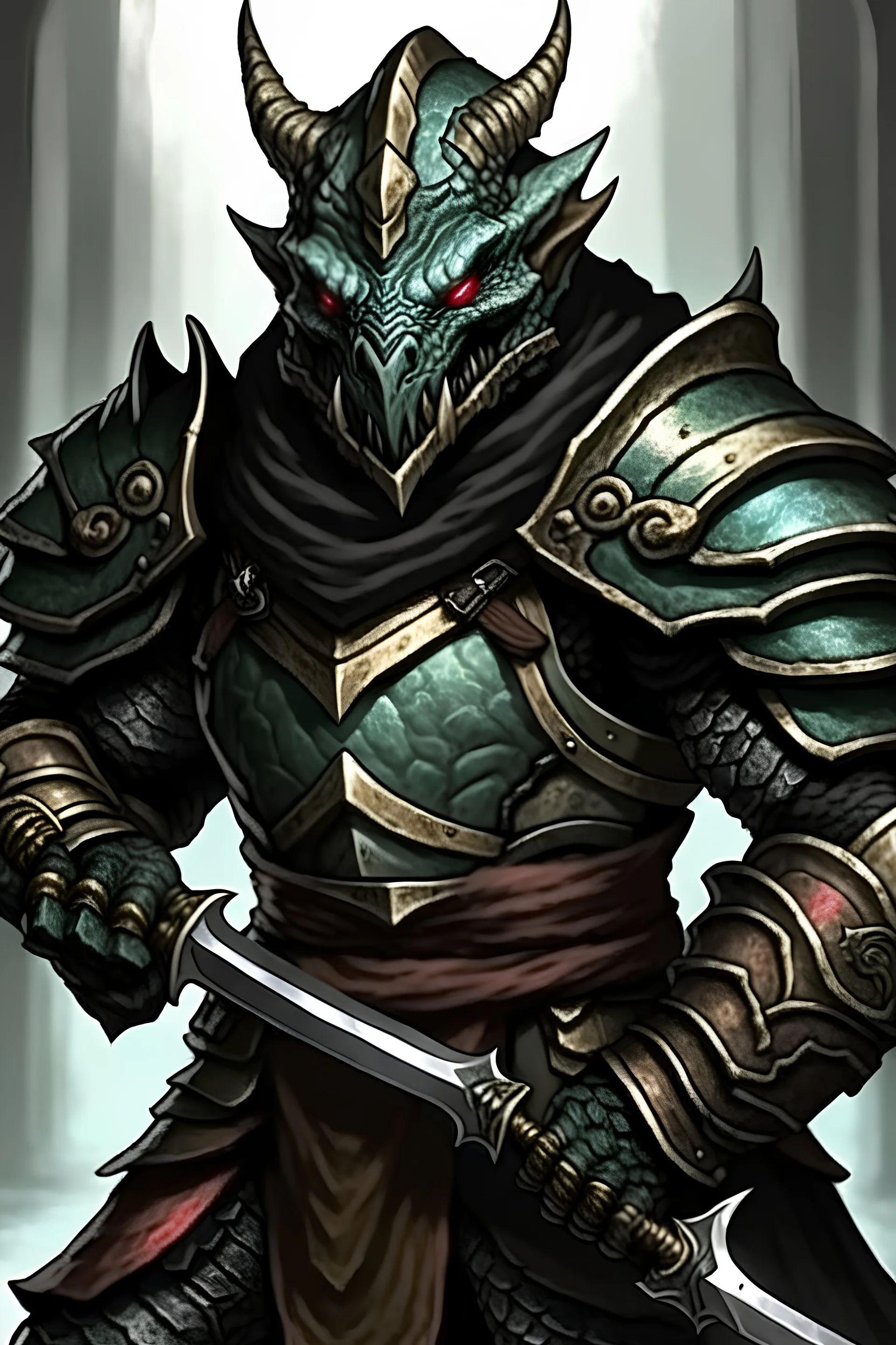 Dragonborn holding a sword