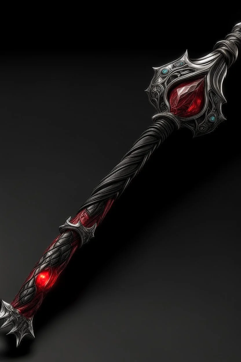 A sorceress evil staff that is a mix colors of red... | @Ahhh