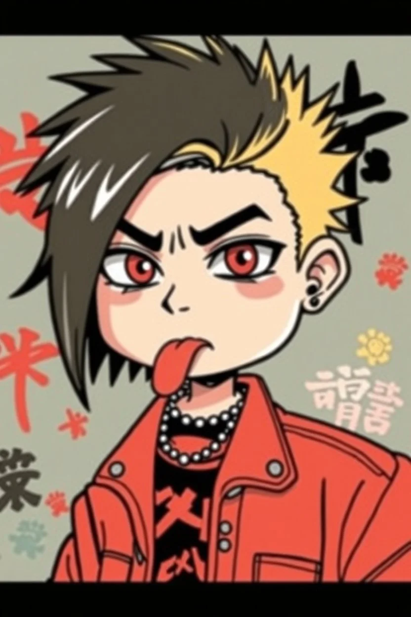 jam cartoon character cypher punk japanese style in the style of warhol
