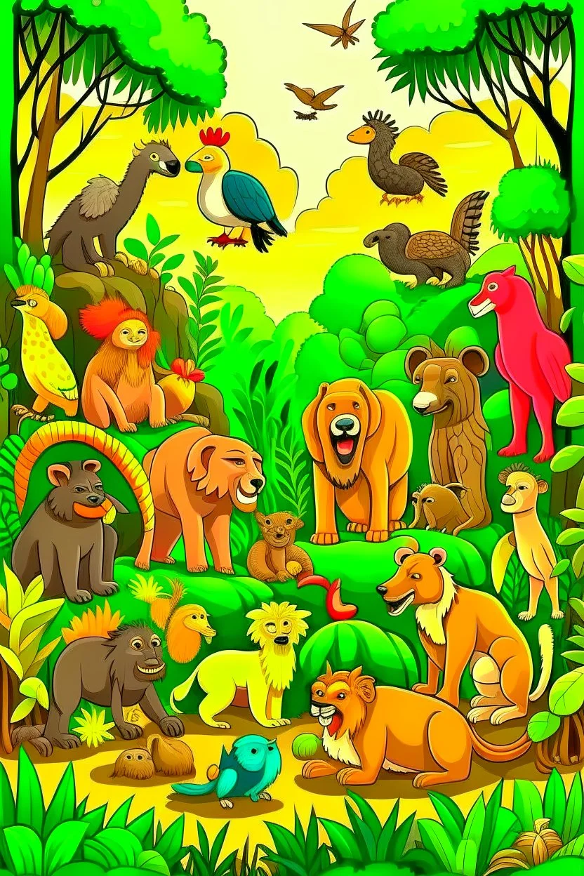 All animals in jungle