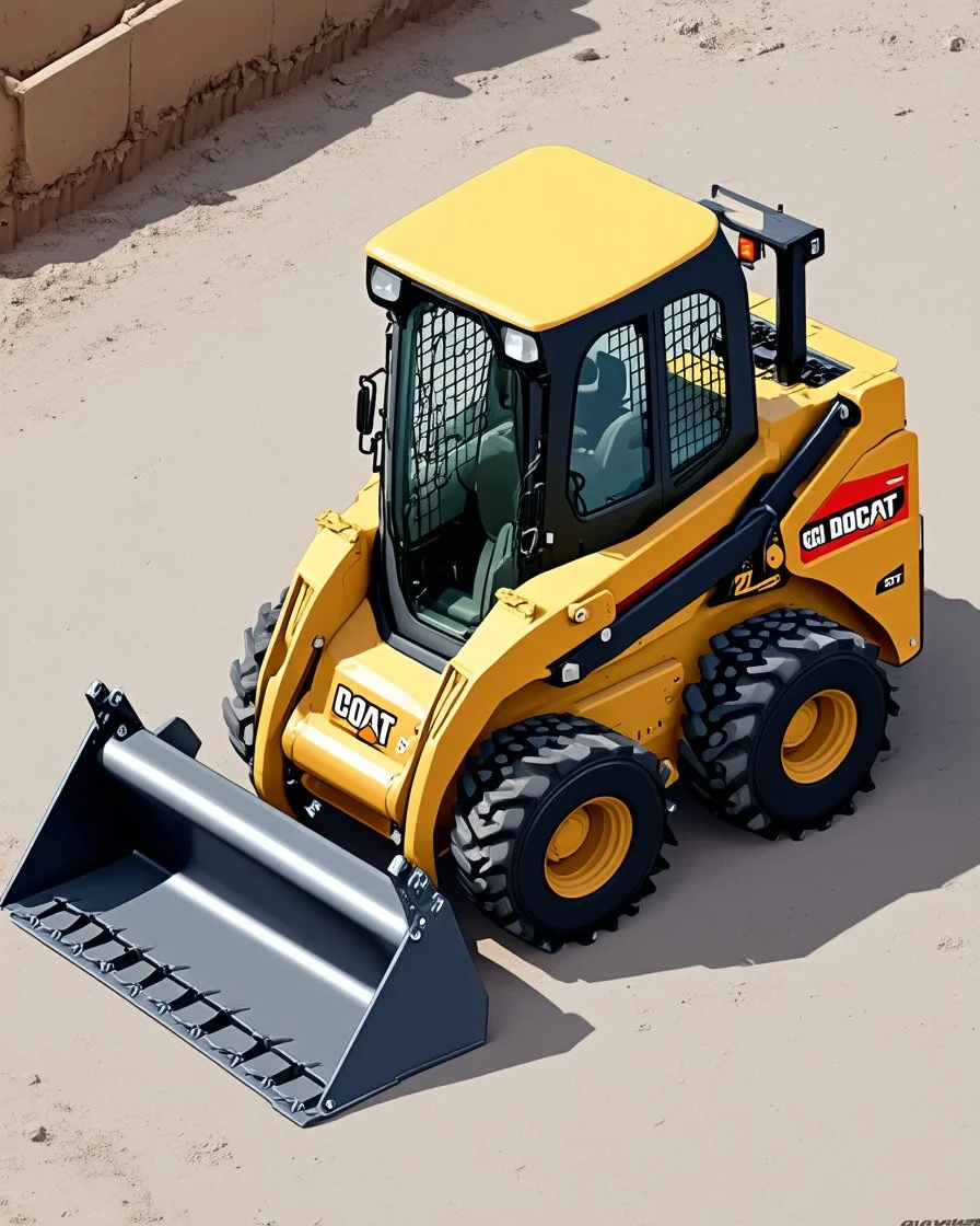 bobcat skidsteer with scorpion arms and tail, 3d cartoon proportions, isometric Digital painting