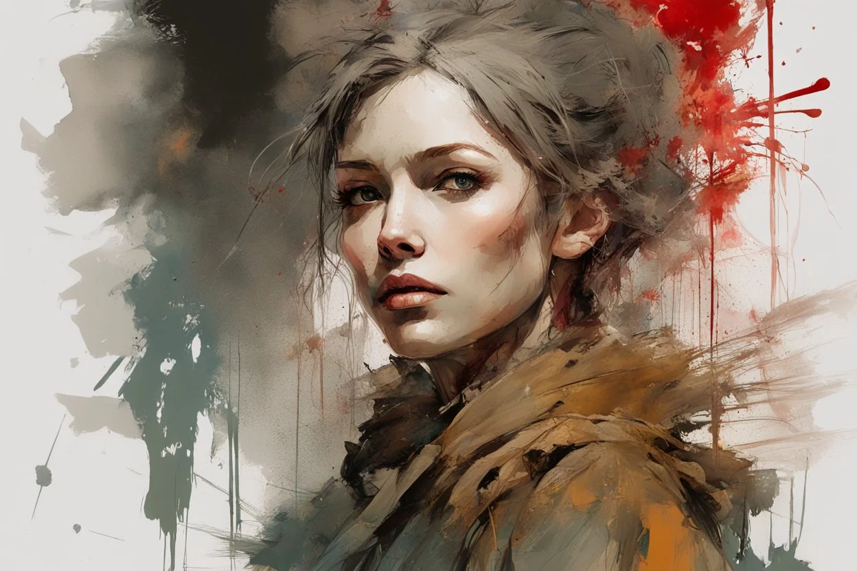 A gorgeous woman, full length portrait, perfect anatomy, hyper detailed digital painting, , Yoji Shinkawa, Ismail Inceoglu, Jeremy Mann, Carne Griffiths, splash art, watercolor ink splatter, oil on canvas, deep color, rich contrast, deviantart, Behance HD, Sketchlab