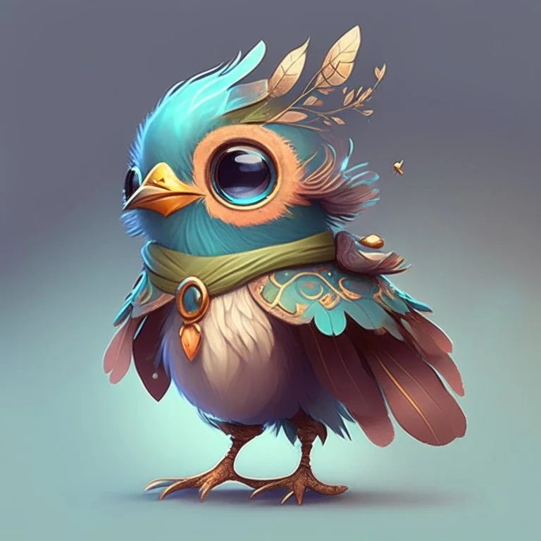 cute character design of a fantasy bird