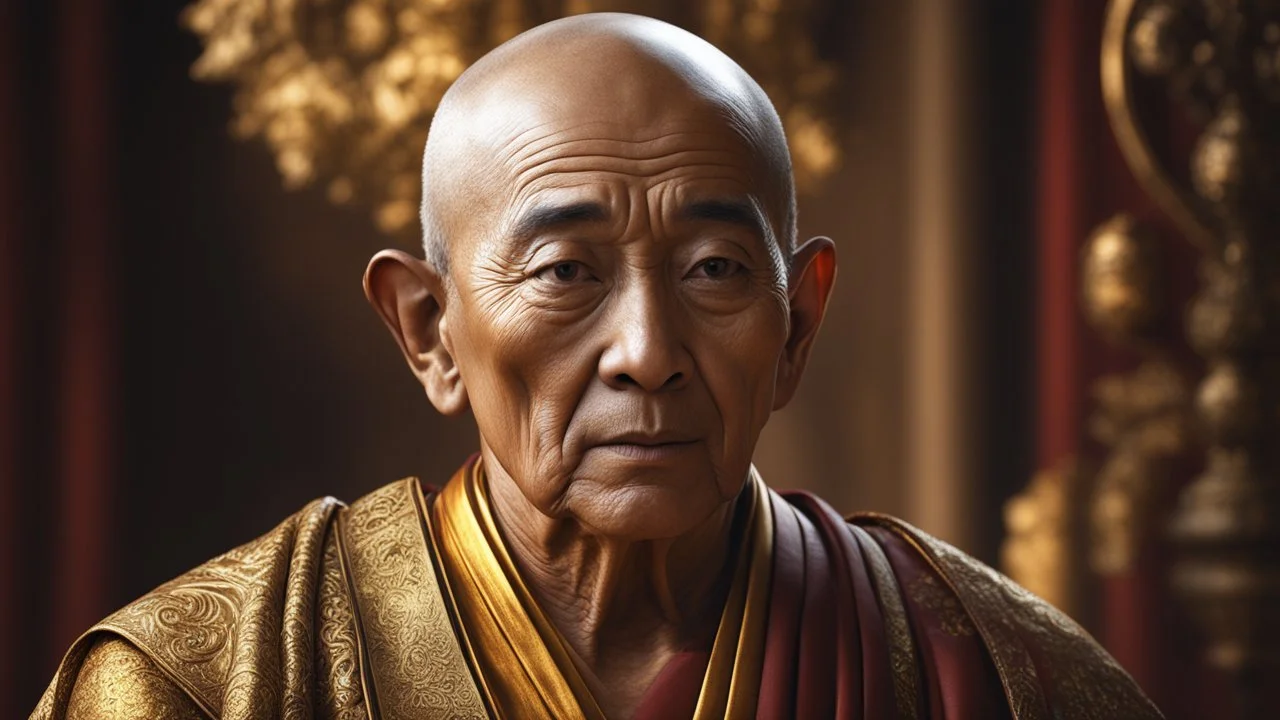 Elderly Buddhist monk, devout, calm, virtuous, empathetic, peaceful, showing his head and upper body, perfect sparkling eyes, perfect anatomy, exquisite composition, beautiful detailed intricate detailed octane render, 8k artistic photography, photorealistic, soft natural volumetric cinematic perfect light, chiaroscuro, award-winning photograph, masterpiece, raphael, caravaggio, bouguereau