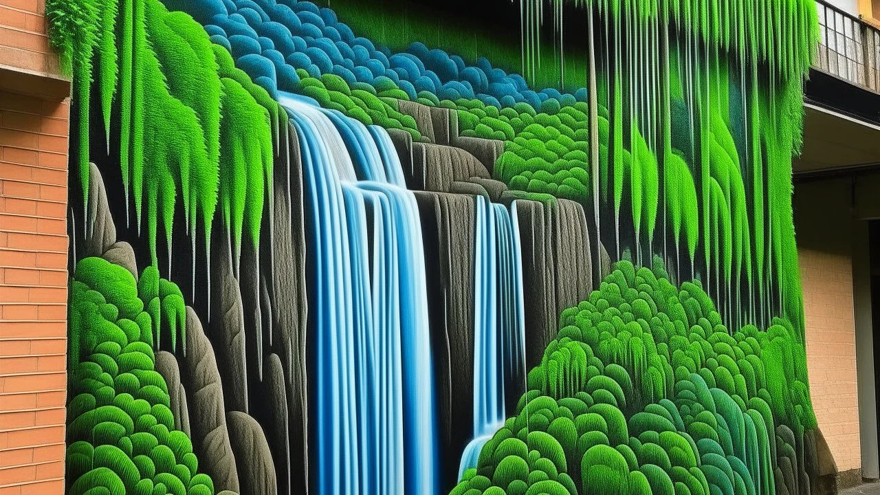 street mural. jungle.water fall.