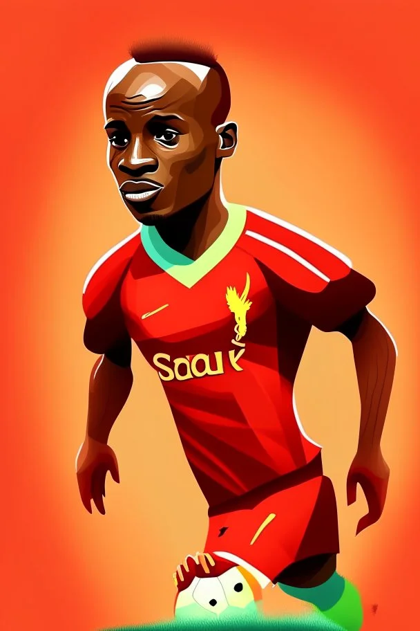 Sadio Mane football player 2d cartoon