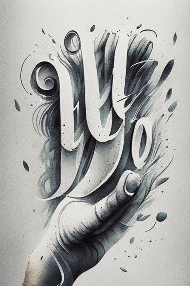 Hand two Lettering O with background white