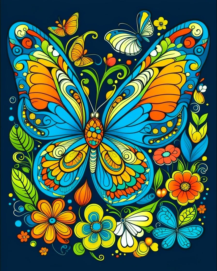 whimsical butterfly and flower, for adults