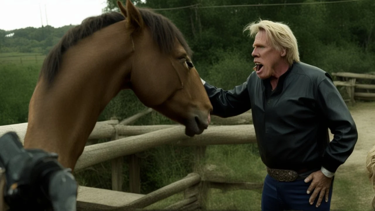 gary busey talking to a horse