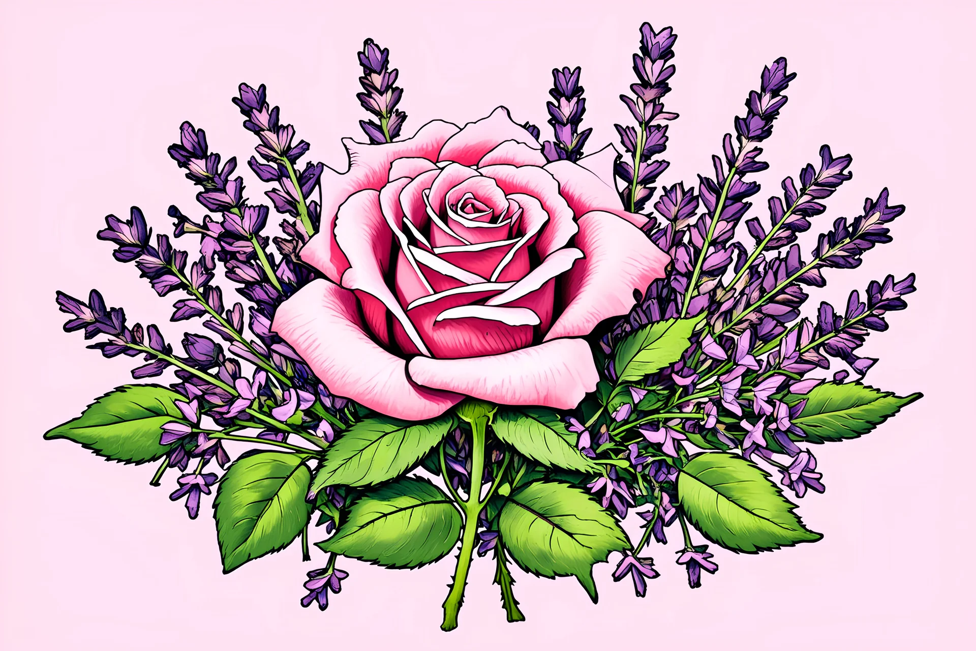 An illustration rose mix with provence lavender for illustration detergent pop up book