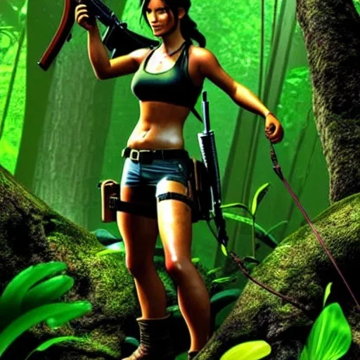 lara croft in the sweltering jungle