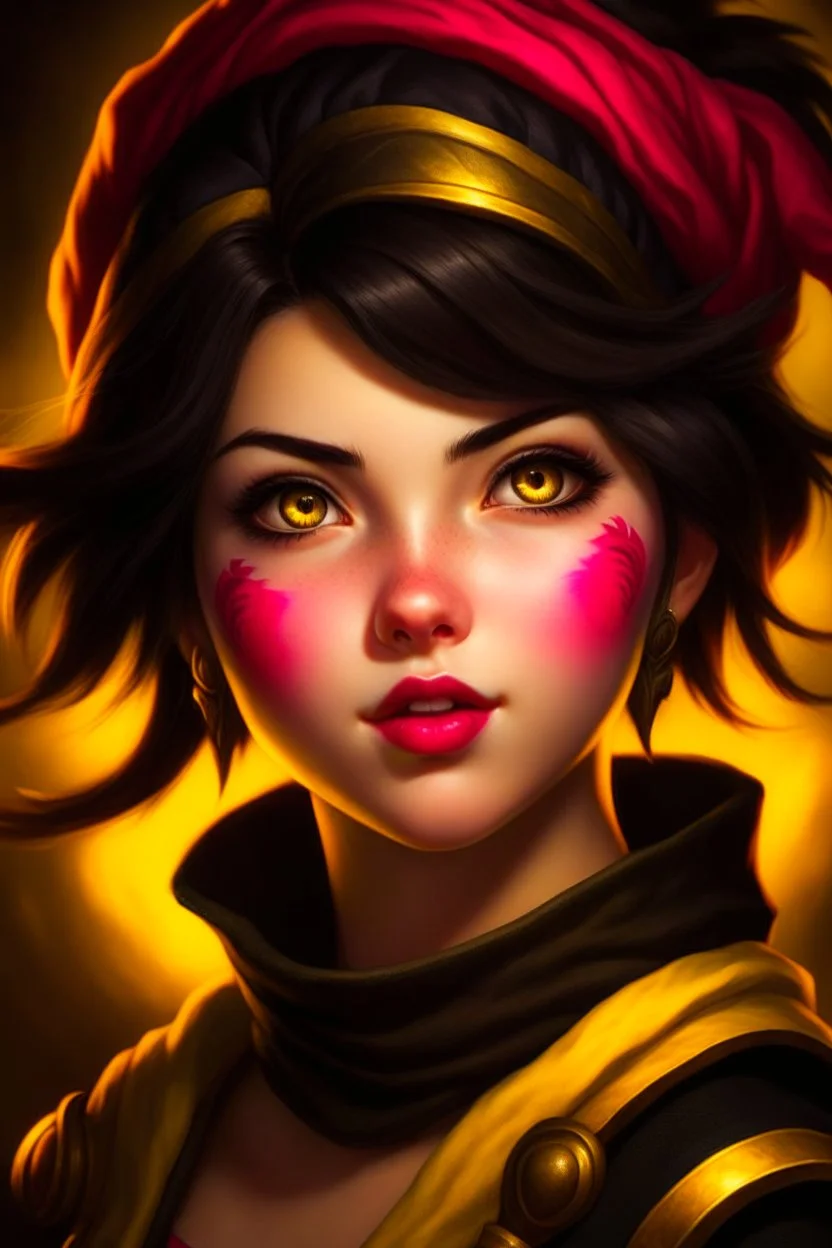 Portrait of Vi, from League of Legends videogame; Caravaggio style
