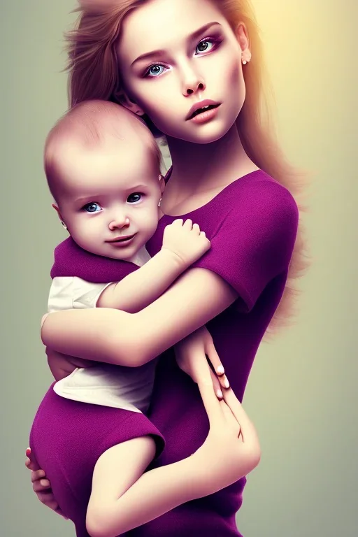 Girl holding baby, cute, beautiful