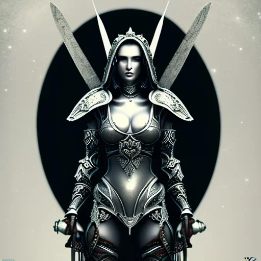 lady warrior top with blade under the Moon