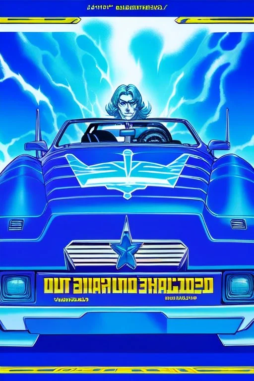 "Design a 90s-style action movie poster titled 'Shockwave Customs' with a blue theme and blue flames. Feature a super heroic mechanic in the foreground, fiercely battling thousands of adversaries with a spanner. In the background, show cars doing burnouts, creating a dynamic and intense scene. Capture the high-energy, gritty aesthetic of classic 90s action films. Prominently display the subtitle 'mmechanic negotiator' in bold, impactful lettering."