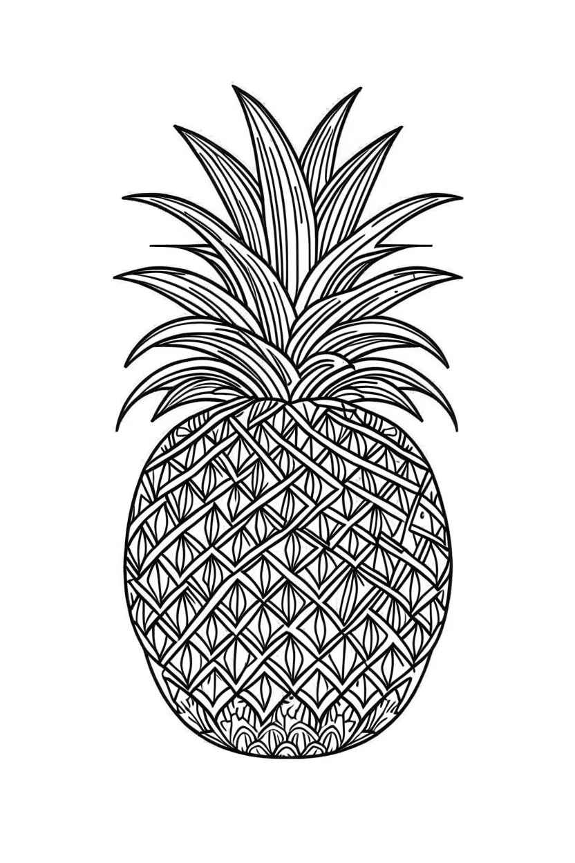 pineapple minimalistic, line art, background, vector, svg, coloring page, black outline on white background