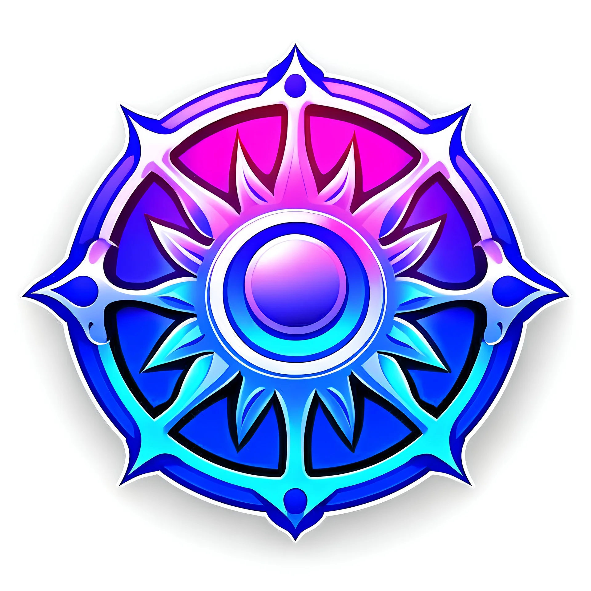 clan emblem, sun, blue and purple gradient