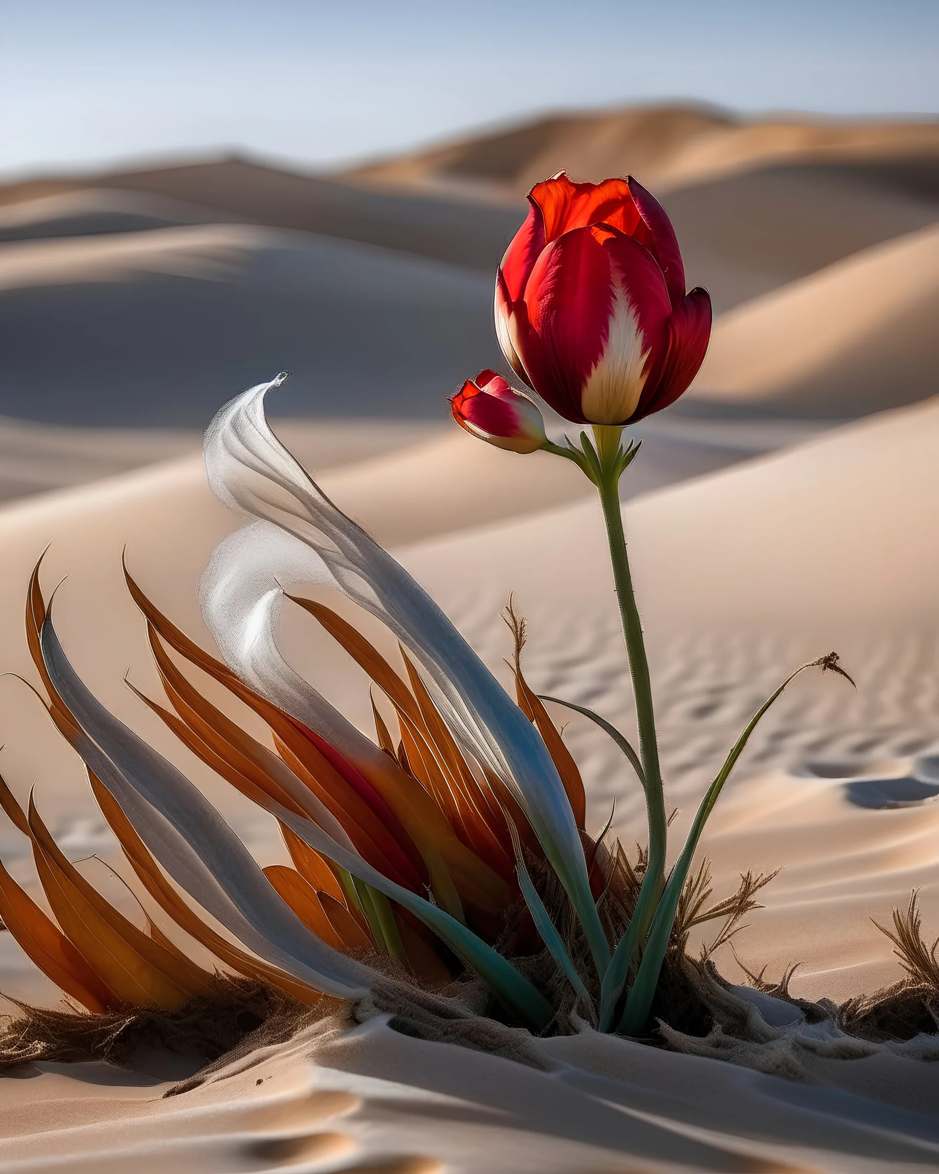 desert, dunes, tulip and frost.