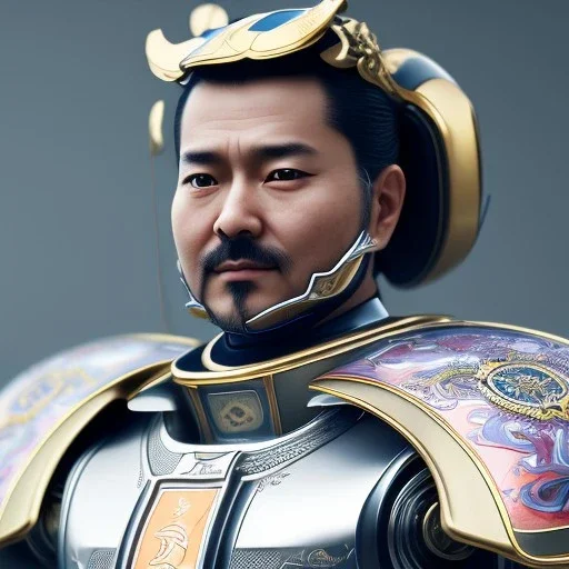 beautiful transparent smooth realistic japan robot samurai with cat face, extremely sharp detail, finely tuned detail, ultra high definition, 8k, unreal engine 5, ultra sharp focus, accurate wings, in fly mode