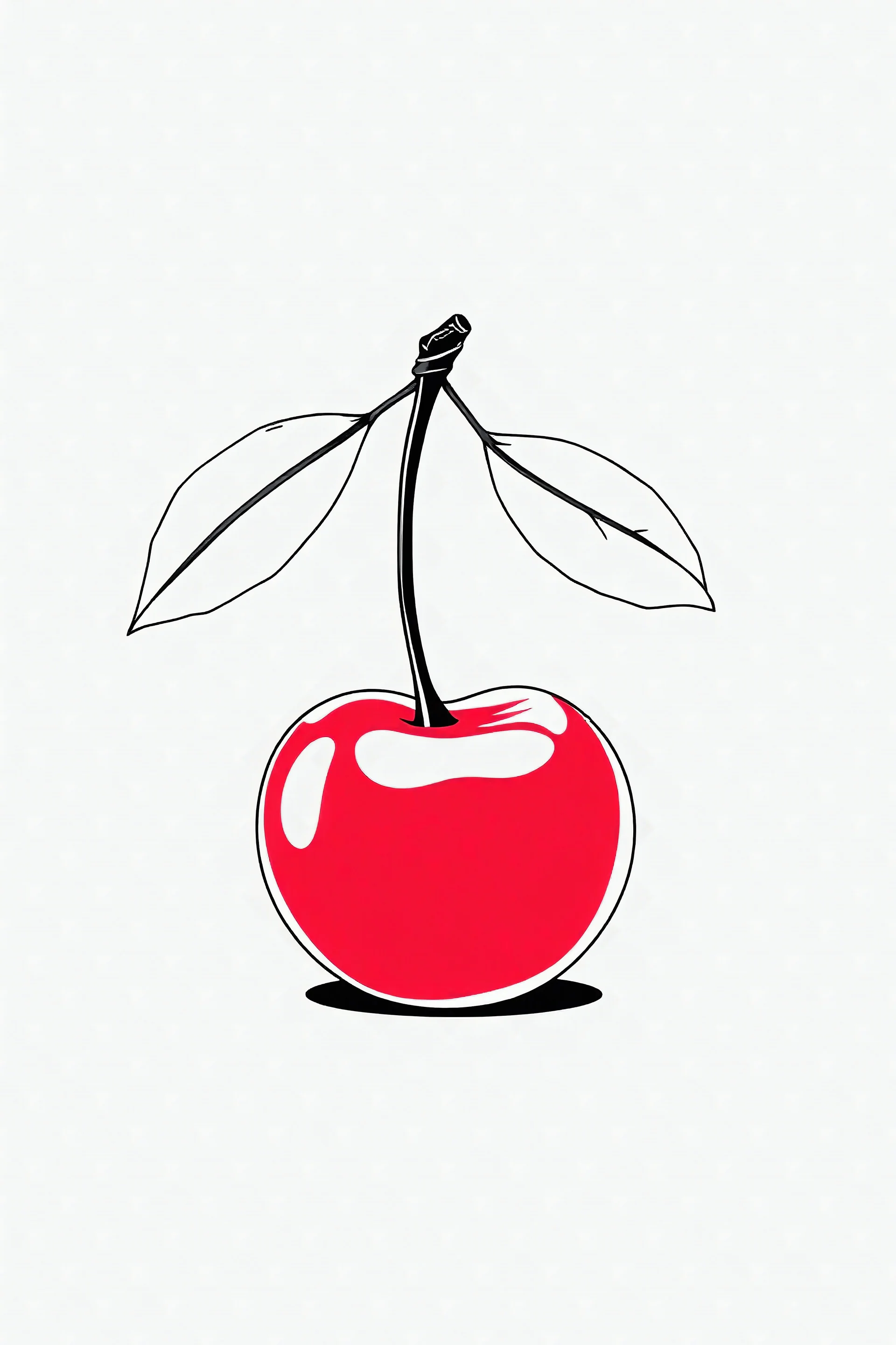 cherry ,white background, no shadows and clear and well outline, black and white, with out colour
