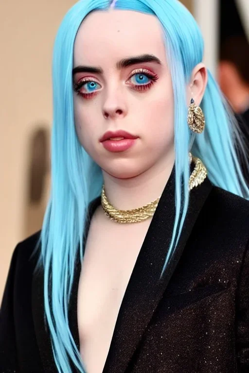 Billie Eilish, full body, on the bed, pale skin, high detail, realistic, 8k, not to be distinguished from a photo, identical pupils