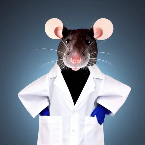 Rat cartoon happy lab coat lightning bolt