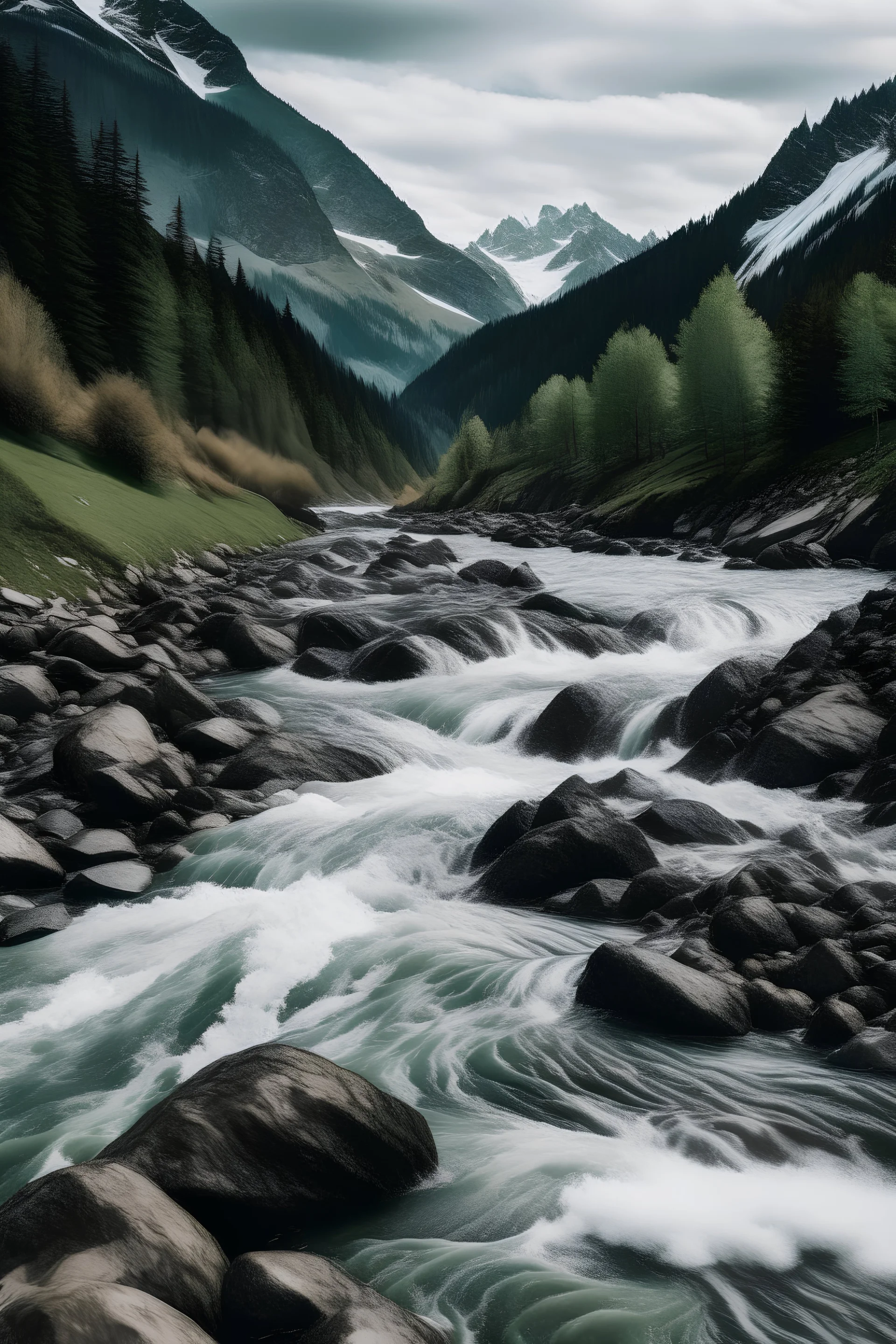 river flowing from mountain